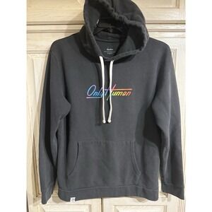 Only Human Unisex "Team Human, We All Win"  Black Rainbow Pride Sweatshirt L